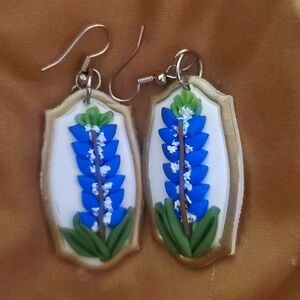 Clay bluebonnet earrings